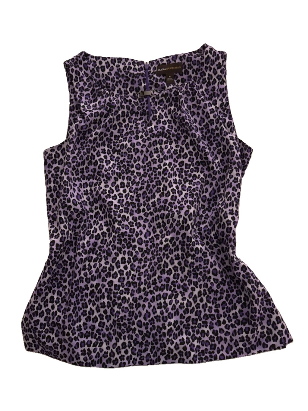 Vintage Y2K Dana Buchman Purple and Black Leopard Print Sleeveless Blouse